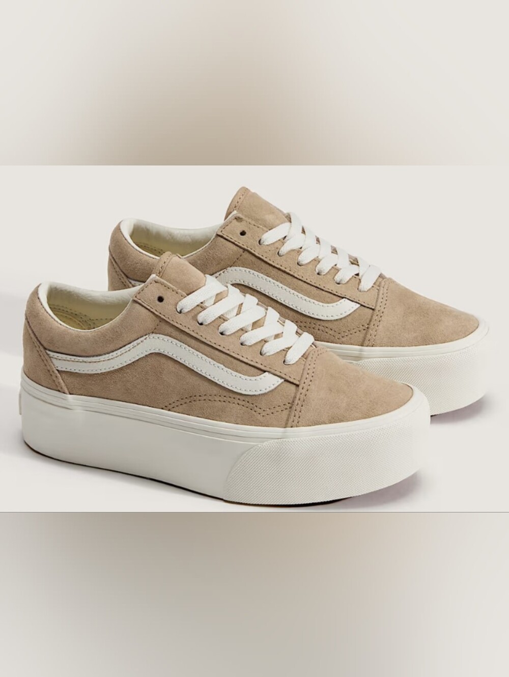 Vans Old Skool Beige Suede Stackform Sneakers Size M6.5 W8 MSRP $80